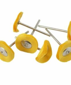 1 Inch Mini Yellow Chemkote Mounted Muslin Buffs Pack Of 6