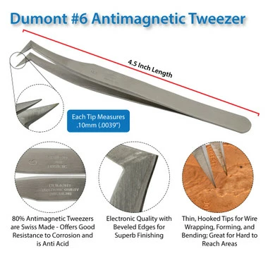 Dumont #6 Tweezers EQ Stainless Antimagnetic 2 Dumont #6 Tweezers EQ Stainless Antimagnetic - Image 2