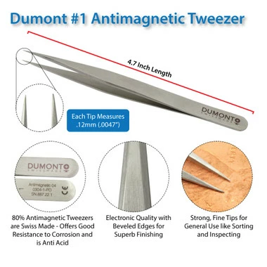 Dumont # 1 Tweezer EQ Stainless Antimagnetic 1 Dumont # 1 Tweezer EQ Stainless Antimagnetic