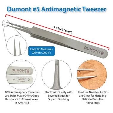 Dumont # 5 Tweezer EQ Stainless Antimagnetic 2 Dumont # 5 Tweezer EQ Stainless Antimagnetic - Image 2