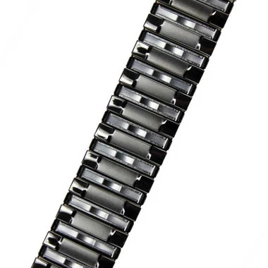 Black Metal Expansion 6 1/2 To 9 Inch Length Watch Band With Curved Expandable Ends To Fit 18 To 22mm 3 Black Metal Expansion 6 1/2 To 9 Inch Length Watch Band With Curved Expandable Ends To Fit 18 To 22mm - Image 3