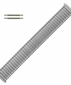 Hadley Roma Stainless Steel Expansion 6 1/2 To 9 1/2 Inch Length Metal Watchband With Expandable Ends To Fit 20 To 24mm