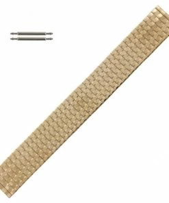 20mm Wide Expansion Style Metal Watch Bracelet Gold Tone 6 3/8 To 8 3/8 Inch Length