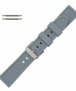 Silicone Watch Band Grey 18mm Sport Rubber Watch Band 7 7/8 Inch Length
