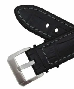 Black Leather 20mm Alligator Grain Stitched With Silicone Lining 7 7/8 Inch Length -Cheap Watch Bands Store leather silicone watchband 201 22photo4 46777.1659986017