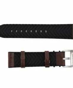 Brown Leather 24mm Alligator Grain Stitched With Silicone Lining 7 7/8 Inch Length -Cheap Watch Bands Store leather silicone watchband 202 22photo3 93855.1659986017