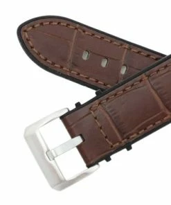 Brown Leather 24mm Alligator Grain Stitched With Silicone Lining 7 7/8 Inch Length -Cheap Watch Bands Store leather silicone watchband 202 22photo4 32579.1659986017