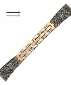 Crystal Encrusted 20mm Rose Gold Tone Stainless Steel Watch Band Quick Release Spring Bar Made To Fit Samsung Smart Watch