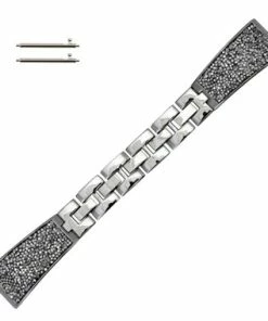 Crystal Encrusted 20mm Silver Tone Stainless Steel Watch Band Quick Release Spring Bar Made To Fit Samsung Smart Watch