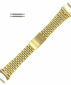 Hadley Roma Jubilee® Style Metal Watch Band 22mm Yellow Gold Tone Curved And Straight Ends 7 1/4 Inch Length