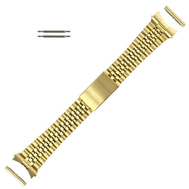 Hadley Roma Jubilee® Style Metal Watch Band 22mm Yellow Gold Tone Curved And Straight Ends 7 1/4 Inch Length 1 Hadley Roma Jubilee® Style Metal Watch Band 22mm Yellow Gold Tone Curved And Straight Ends 7 1/4 Inch Length
