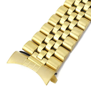 Hadley Roma Jubilee® Style Metal Watch Band 22mm Yellow Gold Tone Curved And Straight Ends 7 1/4 Inch Length 2 Hadley Roma Jubilee® Style Metal Watch Band 22mm Yellow Gold Tone Curved And Straight Ends 7 1/4 Inch Length - Image 2