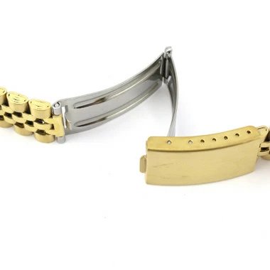 Hadley Roma Jubilee® Style Metal Watch Band 22mm Yellow Gold Tone Curved And Straight Ends 7 1/4 Inch Length 5 Hadley Roma Jubilee® Style Metal Watch Band 22mm Yellow Gold Tone Curved And Straight Ends 7 1/4 Inch Length - Image 5