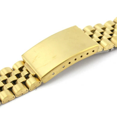Hadley Roma Jubilee® Style Metal Watch Band 22mm Yellow Gold Tone Curved And Straight Ends 7 1/4 Inch Length 4 Hadley Roma Jubilee® Style Metal Watch Band 22mm Yellow Gold Tone Curved And Straight Ends 7 1/4 Inch Length - Image 4