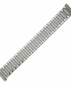 Hadley Roma Expansion Metal Watchband Stainless Steel 6 3/8 To 10 Inch Length With Expandable Curved Ends To Fit 18 To 22mm