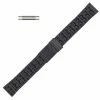 20mm Black Metal Watch Band Straight Ends 7 1/2 Inch Length