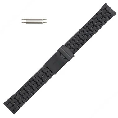 20mm Black Metal Watch Band Straight Ends 7 1/2 Inch Length 1 20mm Black Metal Watch Band Straight Ends 7 1/2 Inch Length