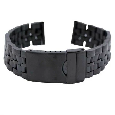 20mm Black Metal Watch Band Straight Ends 7 1/2 Inch Length 3 20mm Black Metal Watch Band Straight Ends 7 1/2 Inch Length - Image 3