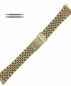 Yellow Gold Tone Metal Watch Band 7 1/4 Inch Length With Curved Ends 18 - 20mm