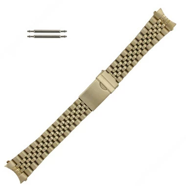 Yellow Gold Tone Metal Watch Band 7 1/4 Inch Length With Curved Ends 18 - 20mm 1 Yellow Gold Tone Metal Watch Band 7 1/4 Inch Length With Curved Ends 18 - 20mm