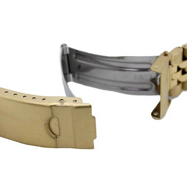 Yellow Gold Tone Metal Watch Band 7 1/4 Inch Length With Curved Ends 18 - 20mm 4 Yellow Gold Tone Metal Watch Band 7 1/4 Inch Length With Curved Ends 18 - 20mm - Image 4