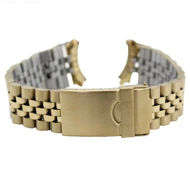 Yellow Gold Tone Metal Watch Band 7 1/4 Inch Length With Curved Ends 18 - 20mm 5 Yellow Gold Tone Metal Watch Band 7 1/4 Inch Length With Curved Ends 18 - 20mm - Image 5