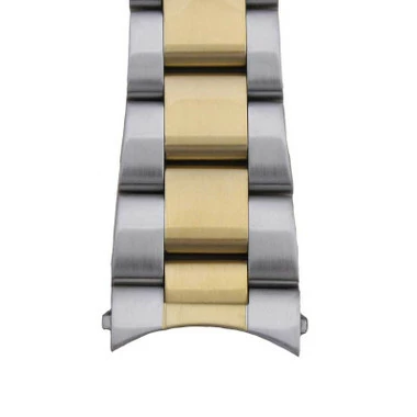Metal Watch Band 7 1/4 Inch Length Two Tone Multiple Curved Ends 18 To 20mm 2 Metal Watch Band 7 1/4 Inch Length Two Tone Multiple Curved Ends 18 To 20mm - Image 2