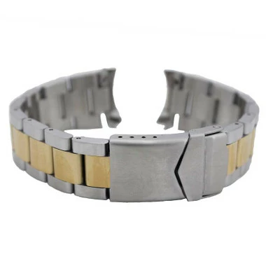 Metal Watch Band 7 1/4 Inch Length Two Tone Multiple Curved Ends 18 To 20mm 4 Metal Watch Band 7 1/4 Inch Length Two Tone Multiple Curved Ends 18 To 20mm - Image 4