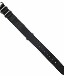 22mm Hadley Roma Nylon Watch Strap Black 11 11/16 Inch Length