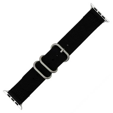 Black Nylon Watch Band Made To Fit 42mm Apple® Watch 1 Black Nylon Watch Band Made To Fit 42mm Apple® Watch