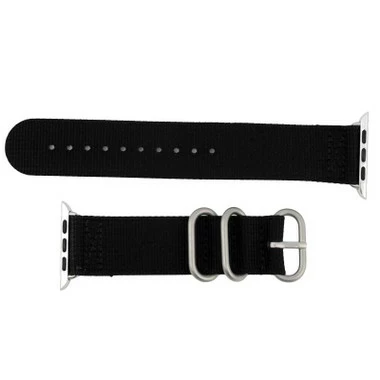 Black Nylon Watch Band Made To Fit 42mm Apple® Watch 2 Black Nylon Watch Band Made To Fit 42mm Apple® Watch - Image 2