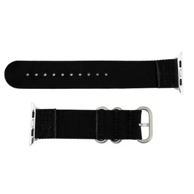 Black Nylon Watch Band Made To Fit 42mm Apple® Watch 3 Black Nylon Watch Band Made To Fit 42mm Apple® Watch - Image 3