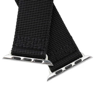 Black Nylon Watch Band Made To Fit 38mm Apple® Watch 4 Black Nylon Watch Band Made To Fit 38mm Apple® Watch - Image 4