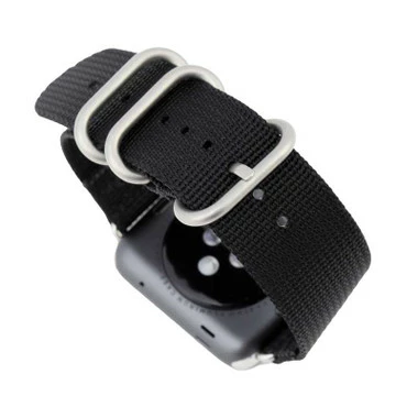 Black Nylon Watch Band Made To Fit 38mm Apple® Watch 6 Black Nylon Watch Band Made To Fit 38mm Apple® Watch - Image 6