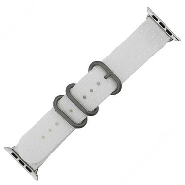 White Nylon Watch Band Made To Fit 42mm Apple® Watch 1 White Nylon Watch Band Made To Fit 42mm Apple® Watch