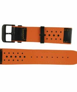 Hadley Roma Leather Watch Band Waterproof 18mm Black With Orange Stitching 7 7/8 Inch Length -Cheap Watch Bands Store orange and black leather watchband 1053 22photo3 91269.1659442742