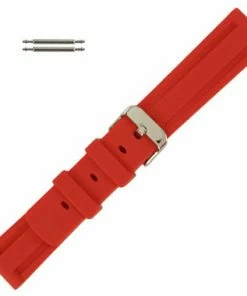 Silicone Watch Band 18mm Red Sport Rubber Jelly 7 11/16 Inch Length