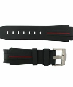 Black With Red Stripe Silicone 20MM Made To Fit Rolex® Curved End Watch Band 7 Inch Length -Cheap Watch Bands Store red silicone watch band photo2 98456.1659442759