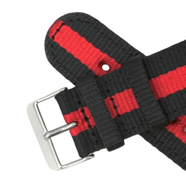 Hadley Roma Red And Black Striped 22mm Nylon Watch Band 7 3/4 Inch Length 4 Hadley Roma Red And Black Striped 22mm Nylon Watch Band 7 3/4 Inch Length - Image 4