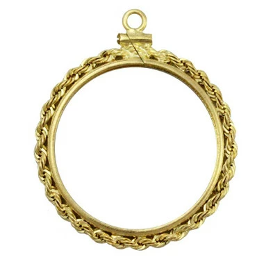 Coin Bezel $20.00 Gold Yellow Gold Filled Rope Edge Coin Frame Pendant 1 Coin Bezel $20.00 Gold Yellow Gold Filled Rope Edge Coin Frame Pendant