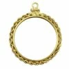 Coin Bezel Euro Two Cent Yellow Gold Filled Rope Edge Coin Frame Pendant