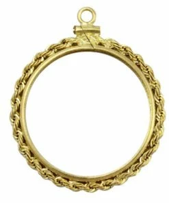 Coin Bezel 1906 One English Penny Yellow Gold Filled Rope Edge Coin Frame Pendant