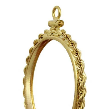 Coin Bezel Mexico Gold 50 Peso Yellow Gold Filled Rope Edge Coin Frame Pendant 1 Coin Bezel Mexico Gold 50 Peso Yellow Gold Filled Rope Edge Coin Frame Pendant