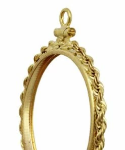 Coin Bezel 1/10 Oz Gold Panda 14K Yellow Gold Rope Edge Coin Frame Pendant