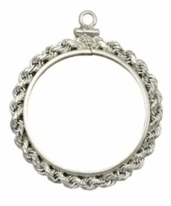 Coin Bezel Sacagawea Sterling Silver Rope Edge Coin Frame Pendant