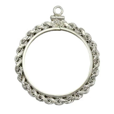 Coin Bezel Sacagawea Sterling Silver Rope Edge Coin Frame Pendant 1 Coin Bezel Sacagawea Sterling Silver Rope Edge Coin Frame Pendant