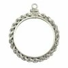 Coin Bezel Euro Ten Cent Sterling Silver Rope Edge Coin Frame Pendant