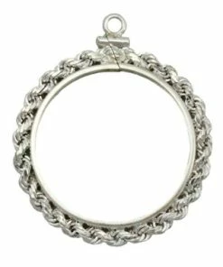 Coin Bezel Sovereign Sterling Silver Rope Edge Coin Frame Pendant