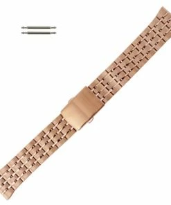 20mm Rose Gold Tone Metal Watch Band With Straight Ends 7 Inch Length