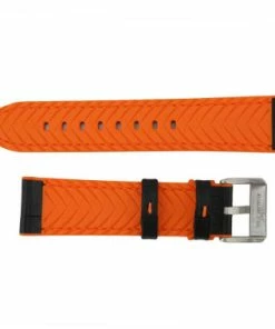 Black Leather 20mm Alligator Grain Stitched With Orange Silicone Lining 7 7/8 Inch Length -Cheap Watch Bands Store silicone leather watchband 203 20photo3 29962.1659986021